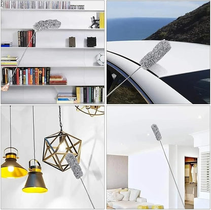 2Pcs/Set Cleaning Brush Dust Removal Tool,280cm Adjustable Telescopic Bending Duster Brush Feather Dust Cleaner Furniture Gap