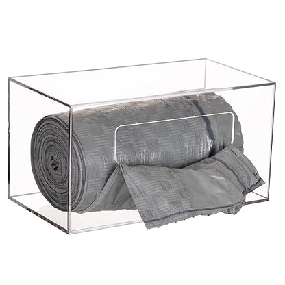 Trash Bag Dispenser Roll Holder, Wall Mount Acrylic Garbage Bag Dispenser Roll Holder for Kitchen Cabinet, Trash Can Liners Organizer for Under Sink, Clear