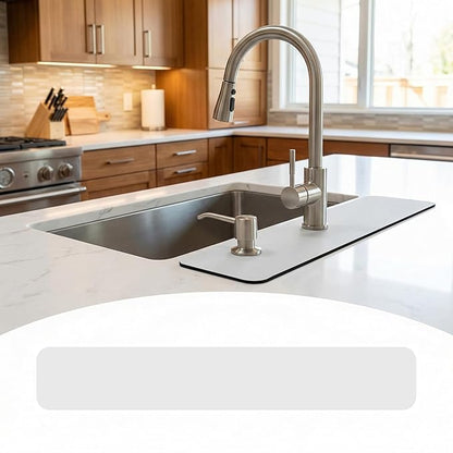 Customizable Faucet Mat for Kitchen Sink: 33"Lx5.5"W Long Absorbent Edge Protector & Splash Guard for Large Double bowl Sink- Cut to Fit 2, 3, 4 Holes Faucet & Irregular Sink with Soap Dispenser
