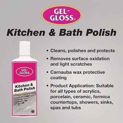 TR Industries Gel-Gloss Kitchen and Bath Cream Wax Polish, 8 Fluid Ounces -GG-8