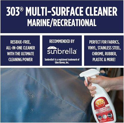 303 Products Multi-Surface Cleaner Spray, Residue-Free Cleaning for Vinyl, Fabric, Plastic & More – Safe on All Water-Safe Surfaces, Sunbrella Recommended, 16 oz (6 Pack)