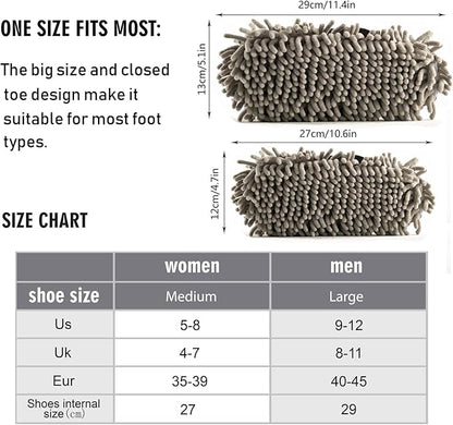 Microfiber Cleaning Slippers Japanese Sea Wave Washable Mop Shoes Slipper for Men/Women House Floor Dust Cleaner, Size L