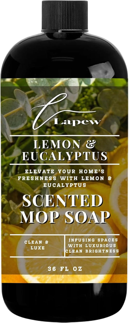 Lapew Lemon & Eucalyptus Scented Mop Soap - Luxury Floor Cleaner Concentrate for Mopping Tile, Laminate, Vinyl & Hardwood | Streak-Free, Low-Foam | 36 oz