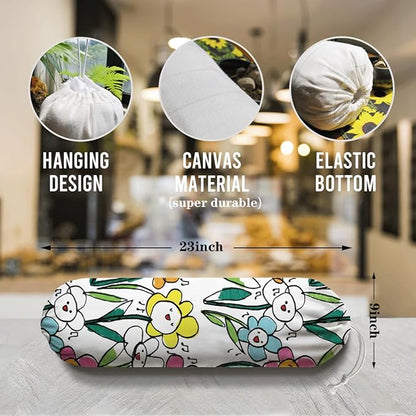 Flower Plastic Bag Holder, Reusable Washable Shopping Bags Storage Carrier, Cute Garbage Trash Bag Dispenser for Home Kitchen Pantry Cabinet, Wall Mount, Kitchen Housewarming Gifts
