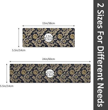 2PCS 15" X 5.5" Kitchen Sink Splash Guard Faucet Mat Floral Flower Super Absorbent Fast Drying Faucet Guard & Draining Mat Sink Splash Guard Behind Faucet for Kitchen, Bathroom
