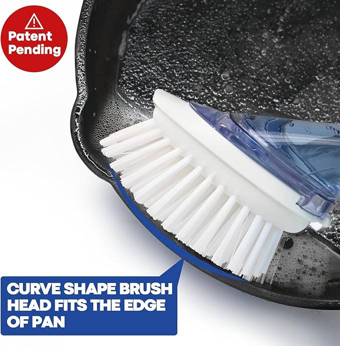 RIMAY Dish Brush with Soap Dispenser, Dish Washing Brush with Handle, Soap Dispensing Dish Brush, Soap Brush for Kitchen Sink, Dish Wand Kitchen Brushes for Dishes/Pans/Pots/Sink (Blue)