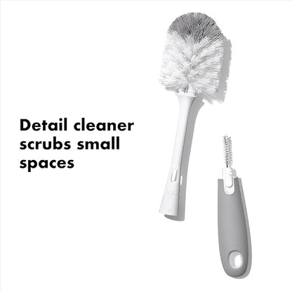 OXO Tot Bottle Brush with Nipple Cleaner and Stand – Gray, 2-Pack