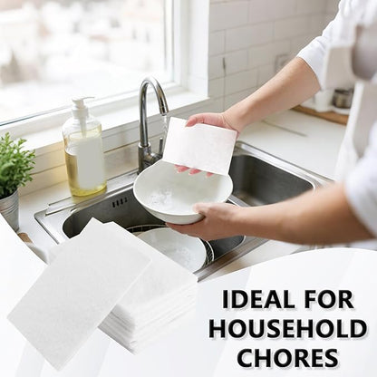 12PCS White Non Woven Pads & Non Scratch Scrubbing Pads 4x6 Inch Light Duty Scouring Pad & Abrasive Surface Scrubber Multi Scouring Sponge for Polishing Cleaning Pads Non Abrasive