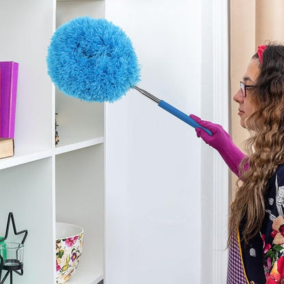 Flexible Dusting Tool Duster - Extendable Microfiber Cleaner, Household Ceiling Fan Remover | Telescopic Dust Removal Wand System, Bendable Head Attachment with Soft Grip for High Furniture Surfaces