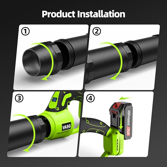 Leaf Blower Cordless, 3 x 21V Batteries & Fast Charger Set, Variable Speed Mode, Lightweight Handheld Electric Leaf Blower for Lawn Care, Yard, Garden, Patio & Outdoor Cleanup