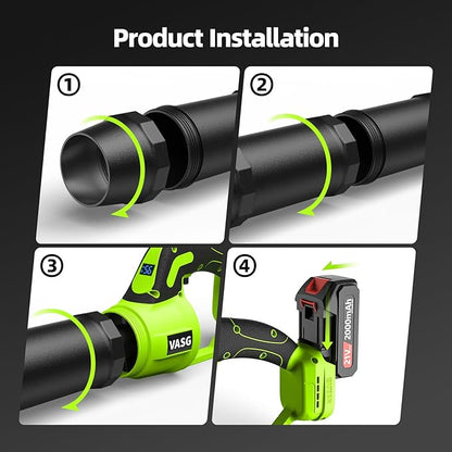 Leaf Blower Cordless, 3 x 21V Batteries & Fast Charger Set, Variable Speed Mode, Lightweight Handheld Electric Leaf Blower for Lawn Care, Yard, Garden, Patio & Outdoor Cleanup