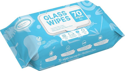 Air Jungles Glass Cleaner Wipes 70 Count, XL 10" x 8" Streak Free Cleaning Wipes for Windows, Mirrors, Car Windshield, Removes Fingerprints, Dust, Dirt, for All Glass Surfaces