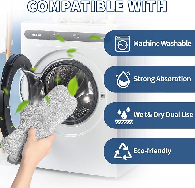 Steam Mop Pads Compatible with ScrubWiz & LABIGO Steam Mop Cleaner - Washable and Reusable Microfiber Replacement Mop Pads for Cleaning Floors and Carpets, 6 Pack