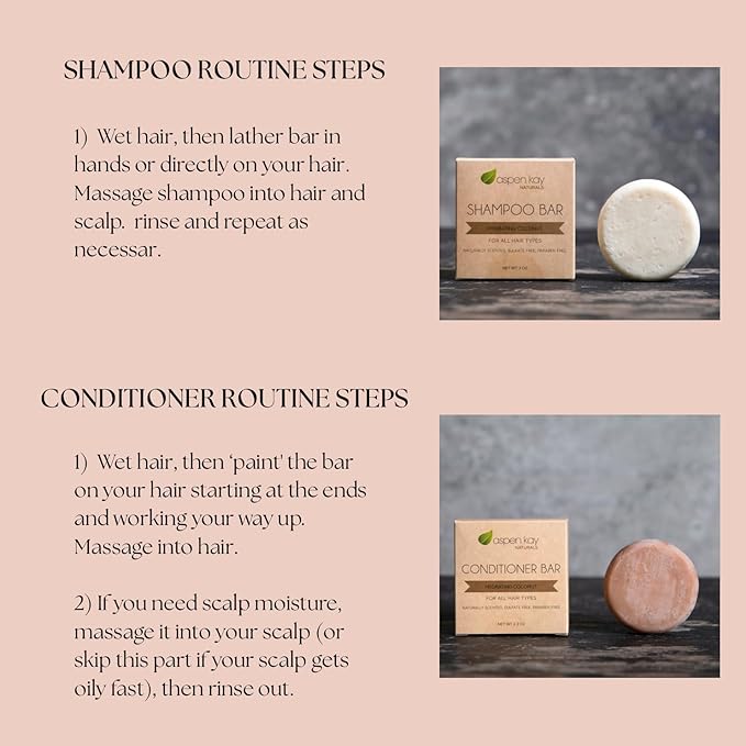 Hydrating Coconut Shampoo and Conditioner bar set, Organic Ingredients, All Hair Types, Sulfate-Free, Cruelty-Free & Vegan. One 3 ounce and one 2.3 ounce bars (Coconut)