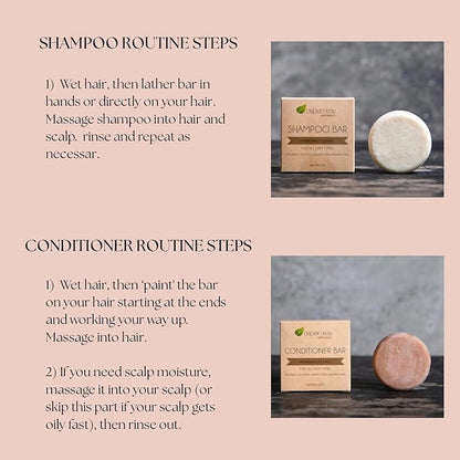 Hydrating Coconut Shampoo and Conditioner bar set, Organic Ingredients, All Hair Types, Sulfate-Free, Cruelty-Free & Vegan. One 3 ounce and one 2.3 ounce bars (Coconut)