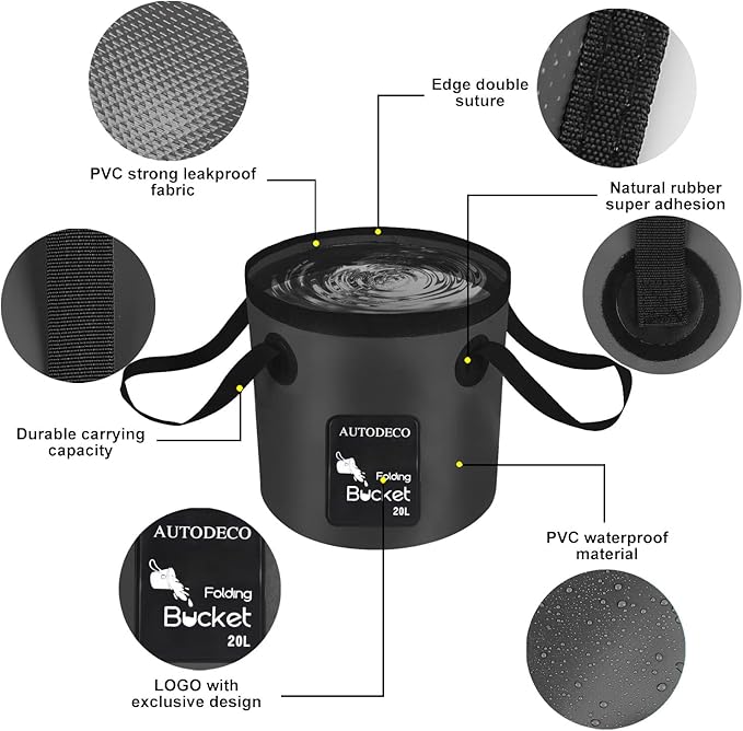 Collapsible Bucket 5 Gallon Container Folding Water Bucket Portable Wash Basin 20L