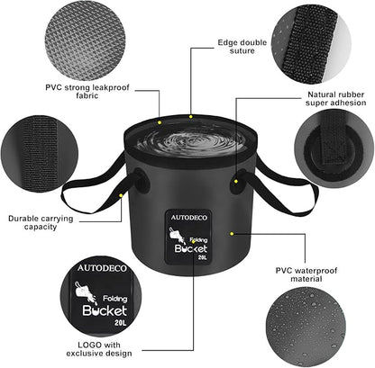 Collapsible Bucket 5 Gallon Container Folding Water Bucket Portable Wash Basin 20L
