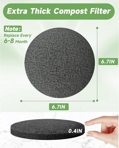 LMJP 6.7 Inch Charcoal Filters for 8 Pack Kitchen Countertop Compost Bins- Extra Thick 0.4" for Longer Lasting Activated Carbon