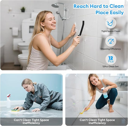 Crevice Cleaning Brush, Thin Hard Bristle Crevice Cleaning Tool Supplies for Tight Place, 12Pcs Small Household Use Cleaning Set for Kitchen, Gout, Gap, Corner, Window Track, Cup, Teapot, Bottle