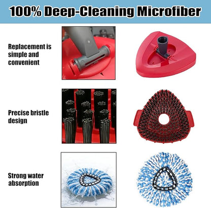 10PCS Spin Mop Replacement Heads,with Only Fit for RinseClean 2-Tank System,Machine Washable & Easy to Replace.Including 8 Spin mop Replacement Heads, 1 Brush Head and 1 Base