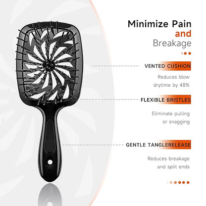 11 Pcs Hair Brush Set, Detangle Hair Brush And Spray Bottle, 3 Pieces Smooth Hairbrush For Toddlers, Suitable For Wet and Dry Hairstyles, Suitable For Adults And Children(Black)