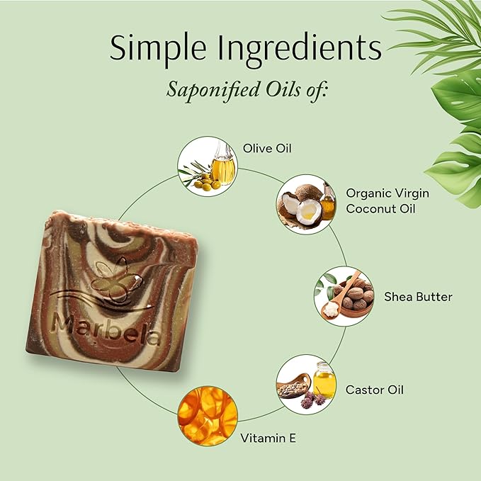 Marbela Cosmetics Hydrating Clay Soap Bar - Unscented Natural Face & Body Soap for Sensitive Skin - Vegan Palm Oil Free Handmade Soap USA 3.5 oz