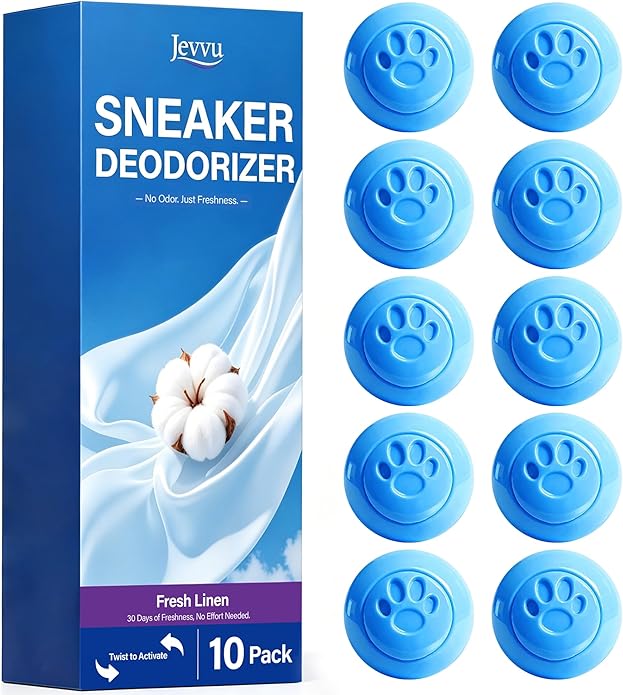 Jevvu Shoe Deodorizer Balls, 10 Pack Odor Eliminator for Shoes, Sneakers, Boots, Gym Bags and Lockers