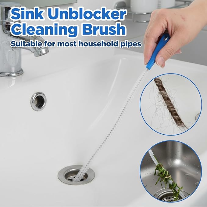 2Pcs 23.62Inch Sink Unclogger Tool, Ymapinc Toilet Shower Sink Snake Drain Brush, Lint Trap Cleaning Tools, Bathroom Bathtub Drain Clog Remover for Kitchen Plumbing