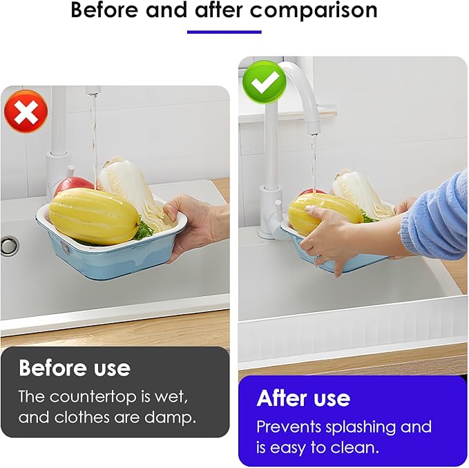 Silicone Sink Splatter Guard, Detachable Kitchen Sink Baffle Board, Splash Protector for Home Kitchen