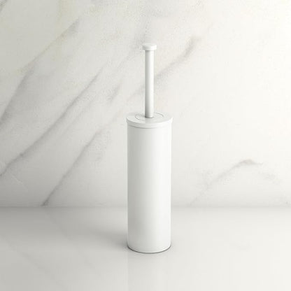 Gatco 1481W Latitude II Toilet Brush Holder, Freestanding Bathroom Toilet Brush Set, Matte White