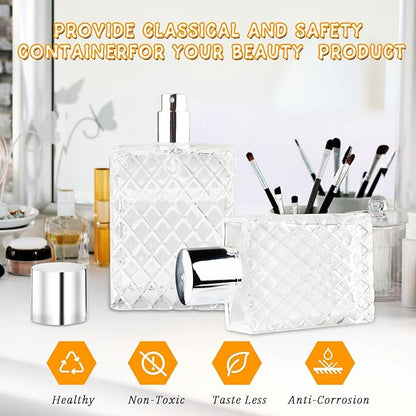 Refillable Spray Perfume Bottles,6 Pack 100ml Glass Fine Mist Spray Bottle,Empty Travel Square Clear Glass Replacement Container Dispensers for Essential Oil,Cologne-Funnels,Pipette Included