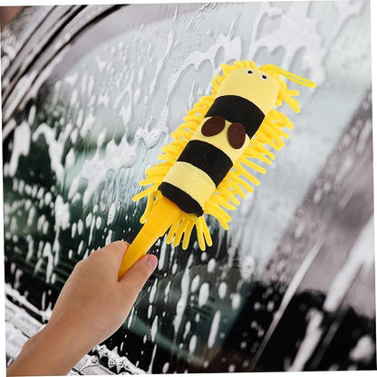 GANAZONO Hanging Car Wash Brush Long Handle Duster for Car Microfiber Cleaning Brush Ceiling Fan Tool Reusable Duster Refills Auto Washing Mop Kit Cartoon Animal Design