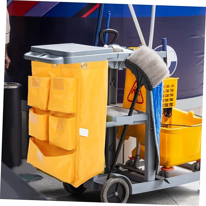 Janitorial Cart Bag Waterproof Canvas Cleaning Tote Large Capacity Cleaning Supply Bag for Housekeeping and Trash Collection