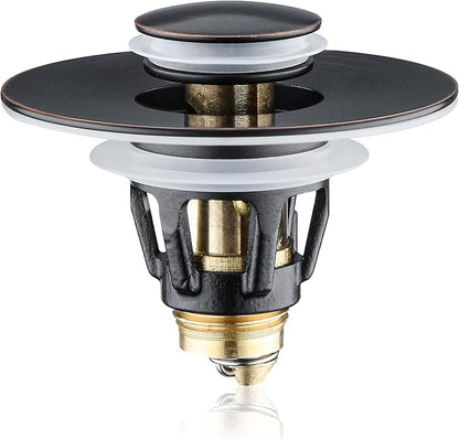 Universal Bathroom Sink Stopper - Bounce Wash Basin Drain Filter, Stainless Steel Pop Up Drain Stopper, 1.25" Bullet Core Sink Stopper, Sink Drain Plug with Anti-Clogging Strainer, Oil Rubbed Bronze