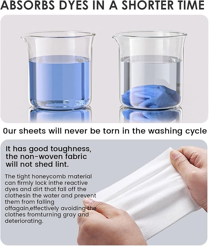 120 PCS Laundry Color Catcher Sheets for Washing Machine, Anti-Color Bleeding Dye Trapping Sheets for Mixed Washing, Hypoallergenic & Efficient