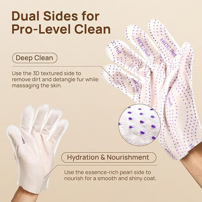 HICC PET Glove Wipes Pro Series for Dogs & Cats, Extra Thick Dual-Textured Grooming Wipes, Rinse-Free Shampoo Mittens for Quick Cleaning & Deodorizing, Perfect Between Baths, Travel, Portable 6 Pack
