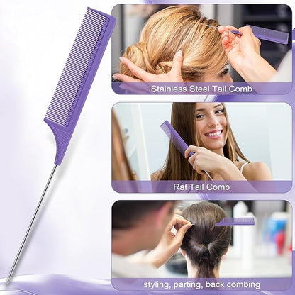 Hair Brush Set with Continuous Spray Bottle，Slick Back Hair Brush Back Brushing, Combing, Slicking Hair (Purple)