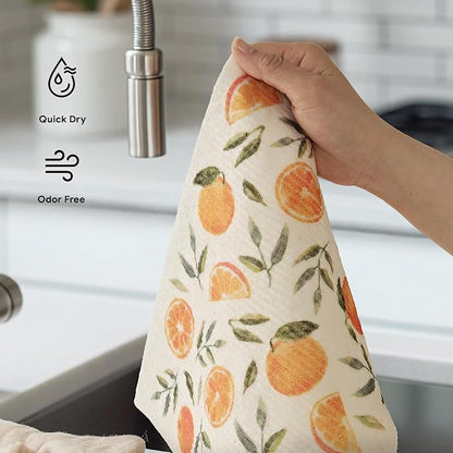 RECYCO Swedish Dishcloths for Kitchen | 4 Pack Oversized Washable Dish Rags | Large Cellulose Reusable Cleaning Paper Towels | Absorbent Counter Dish Cloth Sponge XL Kitchen Wipes, 12" L x 11" W