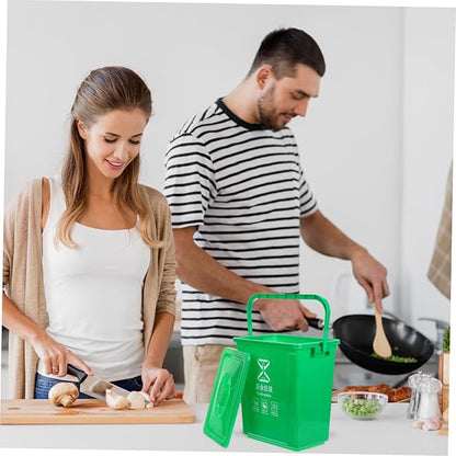 MAGICLULU Sturdy Handle Garbage Can Kitchen Compost Bin Lid Outdoor Compost Bucket Indoor Waste Bin
