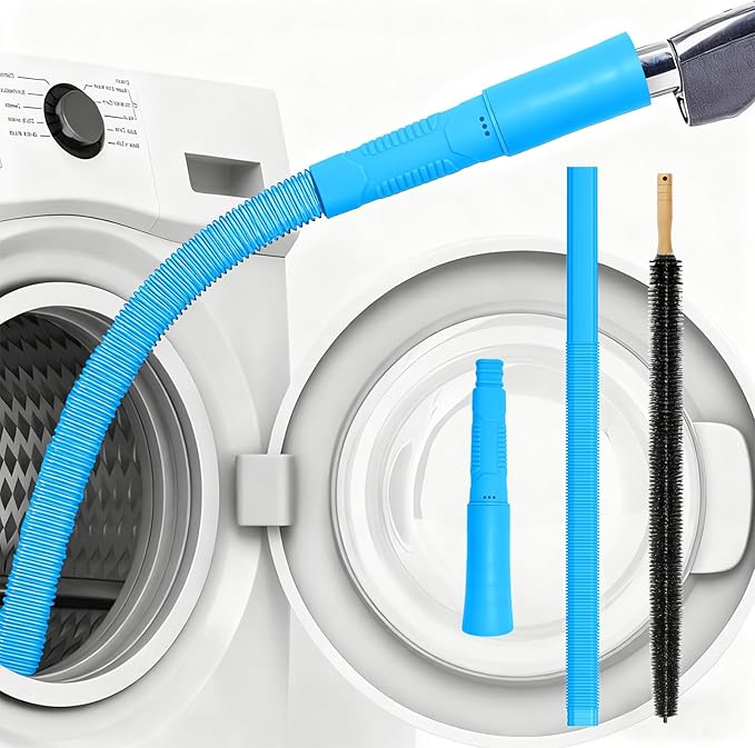 Upgraded Dryer Vent Cleaner Kit: Dryer Lint Vac Attachment, Universal Vacuum Hose Attachment Tool for Lint Removal (Blue Black)
