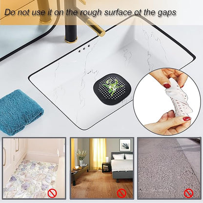 Hair Drain Catcher,Square Drain Cover for Shower Silicone Hair Stopper with Suction Cup,Easy to Install Suit for Bathroom,Bathtub,Kitchen 2 Pack (Sliver Grey Black)