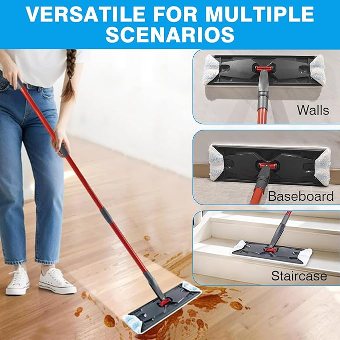 12 Pack Microfiber Mop Pads Refill for O-Cedar H2pro Flat System, Washable and Reusable Mop Replacement Heads for Floor Deep Cleaning, Mop Pad Refills for Wet and Dry Floor