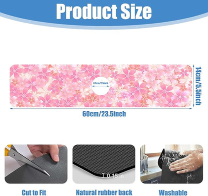 Sink Faucet Absorbing Mat Cherry Spring Flower Sink Splash Guard Drying Mat for Kitchen Bathroom Faucet Sinkmat 23.5"X5.5"