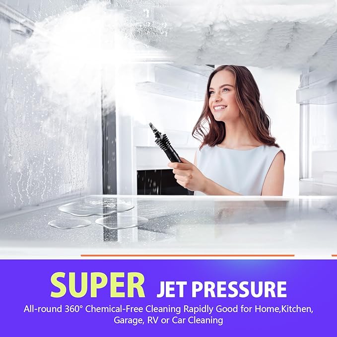 Steam Cleaner for Home, 1050W Pressurized Handheld Steam Cleaner for Deep Cleaning, Powerful Grease Removal, Chemical Free Steamer for Cleaning with Safety Lock & 10 Tools for Kitchen Bathroom (Green)