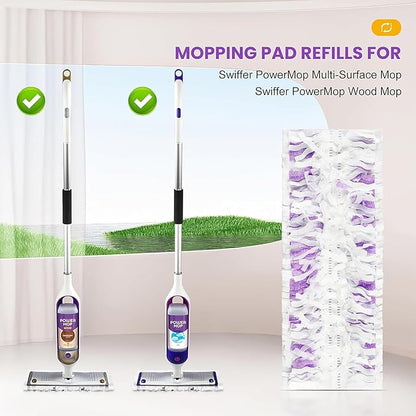 15 Count Pad Refills for Swiffer Power Mop Refill, Absorbent Floor Cleaning Pads for Hardwood, Tile, Laminate Floors