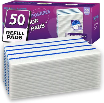 50 PCS Mopping Pad Refill for Wet Jet Mop,Multi-Surface Semi-Disposable Mop Pad Compatible with Swiffer Wetjet & All 10-11'',Thickned and Absorbent Wet Pads Refill