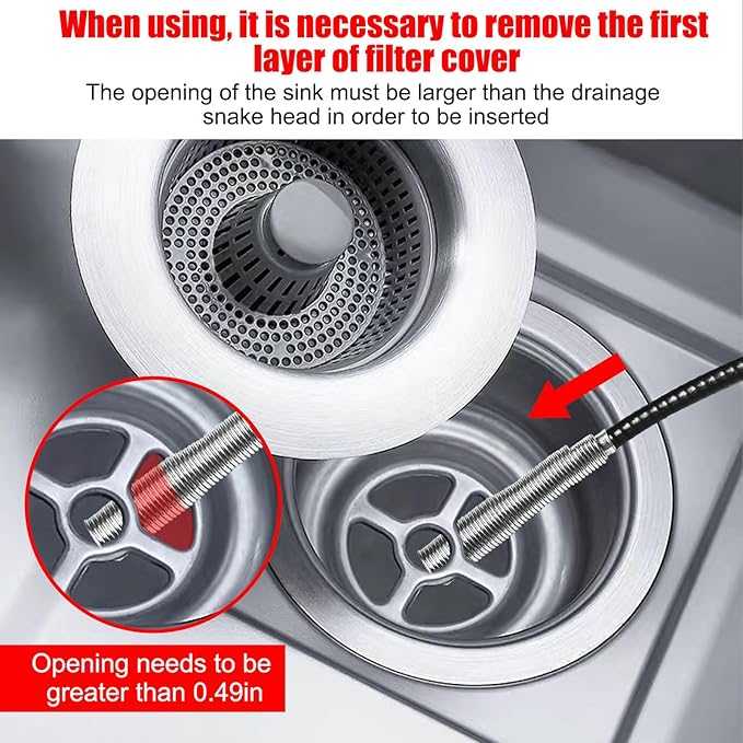 Drain Snake Hair Clog Remover Tool - Sink Drain Cleaner for Sewer Kitchen Bathroom Shower Tub Toilet Clogged Drains Opener Cleaning Tool, Flexible Grabber Claw Pick Up Reacher Tool