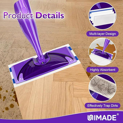 UNIMADE 100 Count Mop Pad Refill Compatible with Swiffer WetJet, Disposable Multi-Layers Mopping Pads for All Hard Surface, Especially Hardwood Floor, Super Absorbent Spray Mopping Pad Refills
