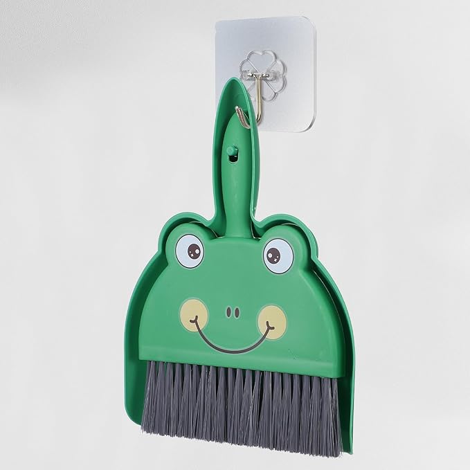 Upgrade Small White Broom and Dustpan Set, Hand Dustpan and Brush Set, Cute White Mini Broom and Dust pan Sets, Little Dust Pan for Home Use Tabletop Debris Cleaning Pet Guinea Pig Cages (Green)