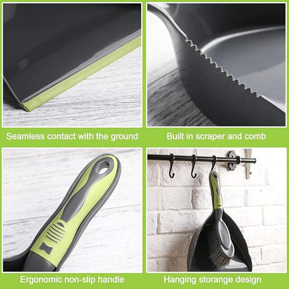 Zopeal 6 Set Dust Pan and Brush Set, Small Dustpan with Broom, Handheld Angle Broom and Dustpan Set for Home Room Kitchen Car Office Lobby Indoor Floor Cleaning